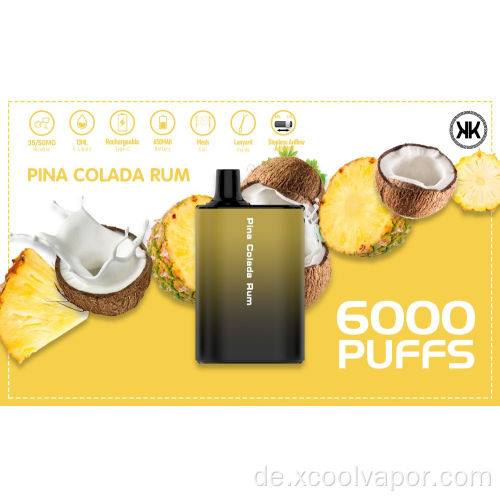 Xcool Dampf 6000 Puffs Günstige Einwegdampfpod